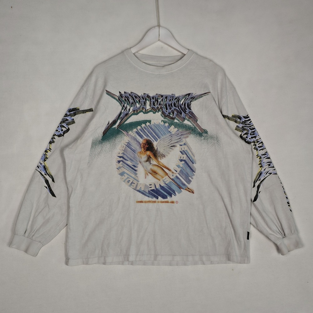 Made Extreme Graphic Long Sleeve T-Shirt Gray Angel Streetwear XL